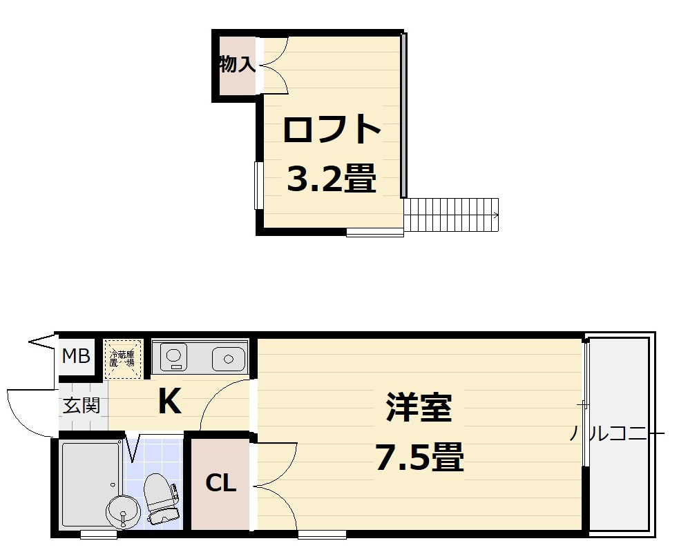 藤井寺市藤井寺2丁目エコーフラット205階間取り